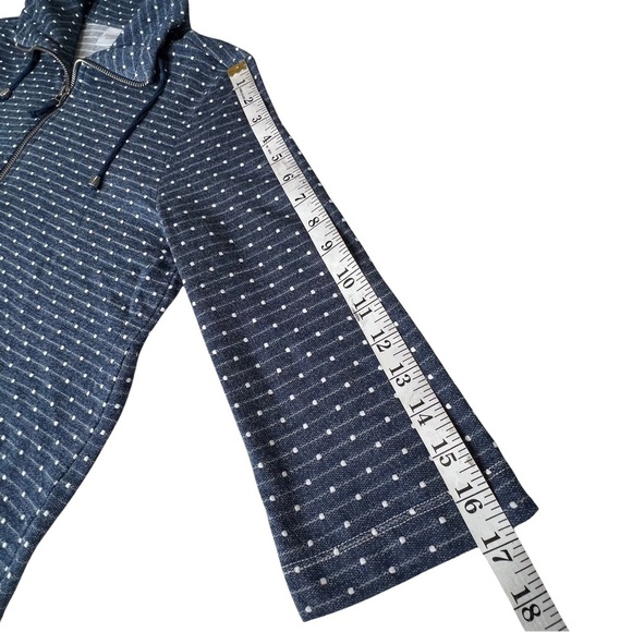 Chico’s WEEKENDS Dottie Terry Zip Front 3 Quarter Sleeve Jacket Blue Medium M 8 - Picture 9 of 11
